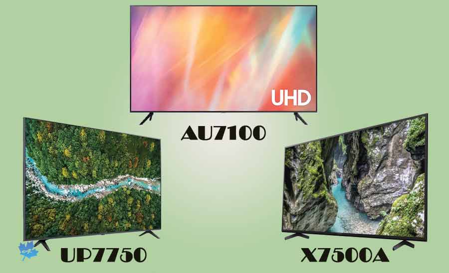 مقایسه تلویزیون سامسونگ AU7100 با UP7750 و X7500A