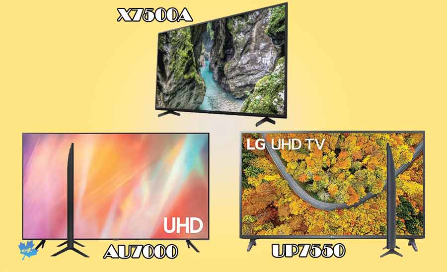 مقایسه تلویزیون ال جی UP7550 با AU7000 و X7500A