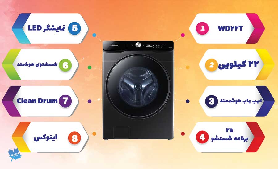جمع بندی ماشین لباسشویی سامسونگ WD22T