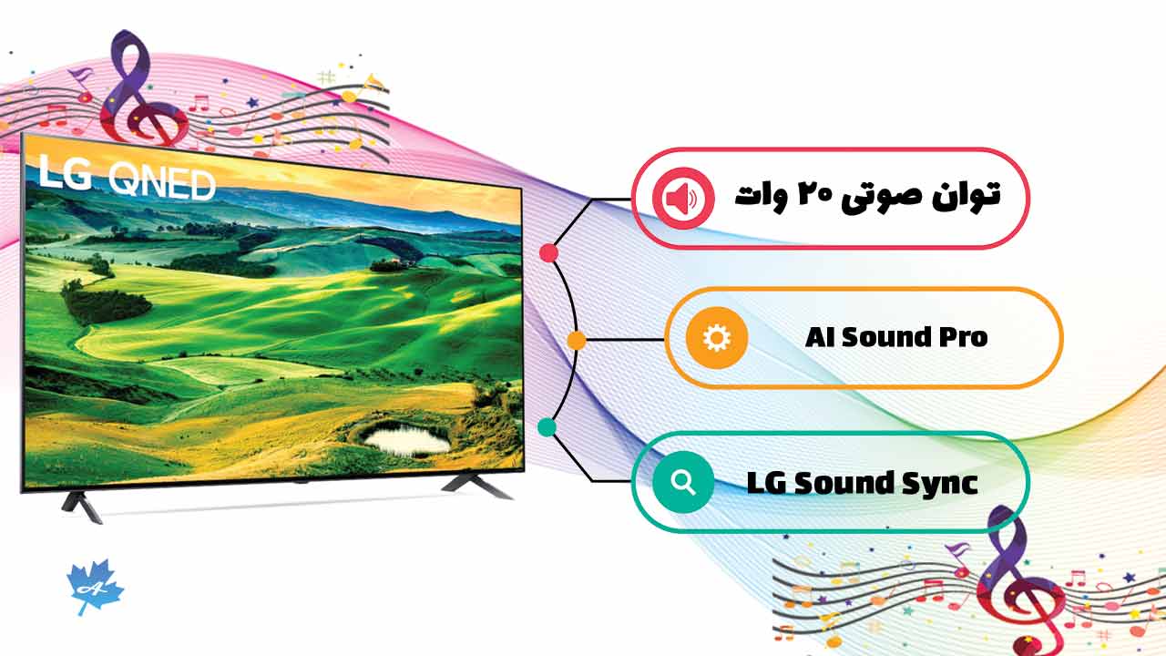 پخش صدای با کیفیت تصویر بلندگوهای تلویزیون ال جی QNED80