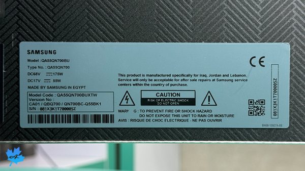 لیبل اطلاعات تلویزیون سامسونگ qn700b