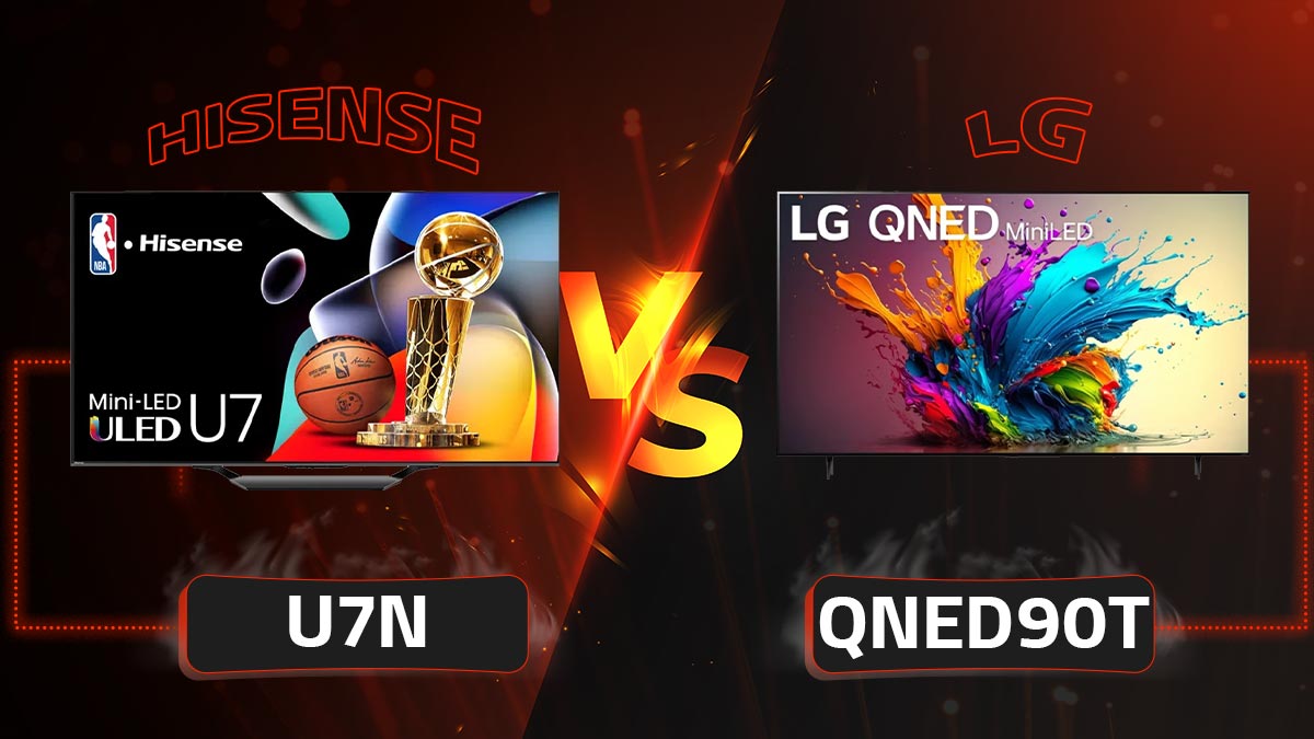مقایسه تلویزیون ال جی QNED90 با هایسنس U7N تفاوت تلویزیون ال جی QNED90T با هایسنس U7N