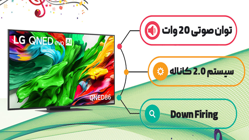 تلویزیون ال جی 55QNED86A تلویزیون ال جی 55QNED86A در بخش صوتی